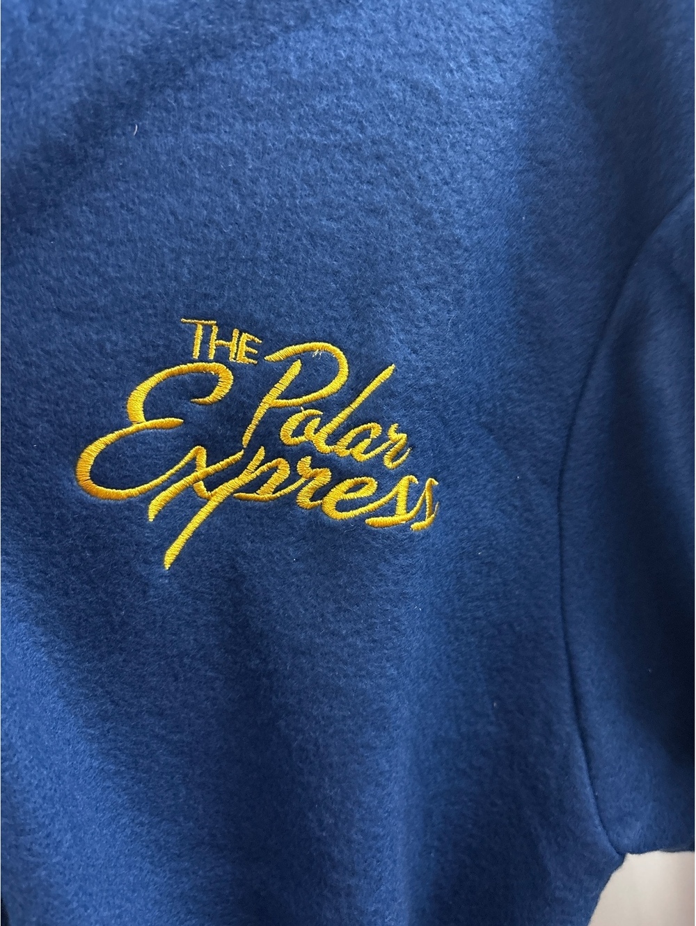The Polar Express Adult Large Blue Fleece Robe Logo Navy Blue NWT New With Tags - Picture 2 of 8